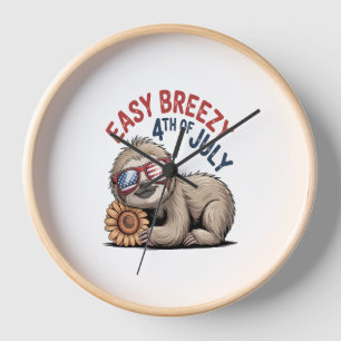 Sloth Sunflower 4th of July Clock