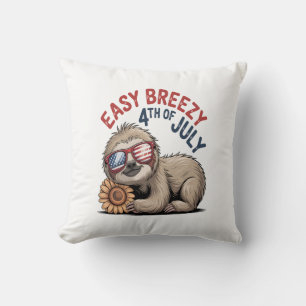 Sloth Sunflower 4th of July Cushion