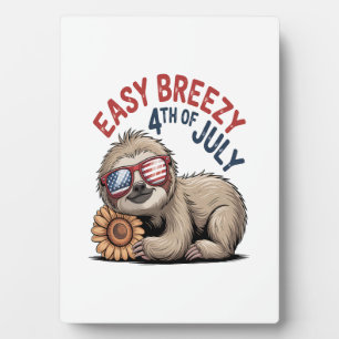 Sloth Sunflower 4th of July Plaque
