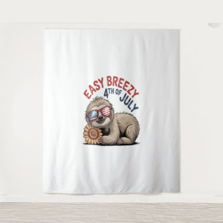 Sloth Sunflower 4th of July Tapestry