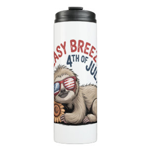 Sloth Sunflower 4th of July Thermal Tumbler