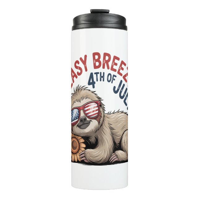 Sloth Sunflower 4th of July Thermal Tumbler (Front)