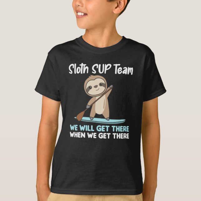 Sloth SUP Team Paddling Funny Sloths T-Shirt (Front)