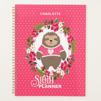 Sloth Super Cute Girly | Editable Name Planner