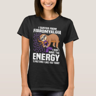 Sloth Support Purple Ribbon Warrior Fibromyalgia A T-Shirt