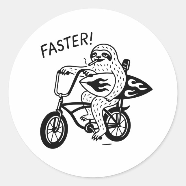 Sloth Surf Lowrider Funny Sticker (Front)