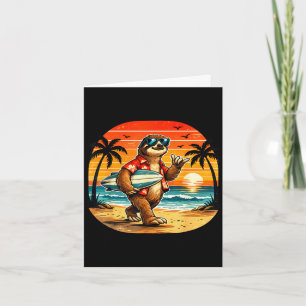 Sloth surfboarder hawaii wave surfing beach card