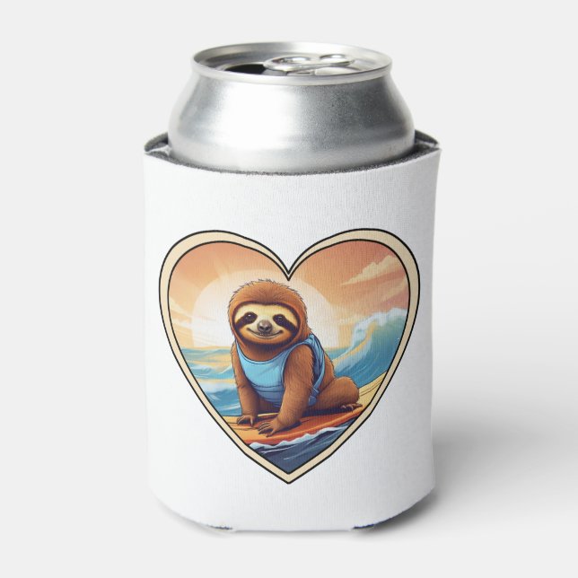 Sloth Surfing Can Cooler (Can Front)