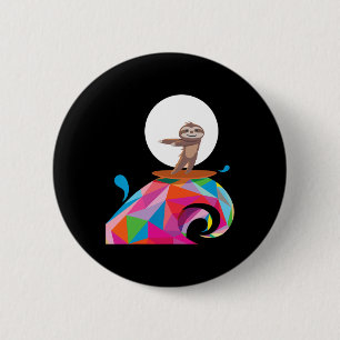 Sloth Surfing Teen Boys Men Surfer Gift Beach Hous 6 Cm Round Badge