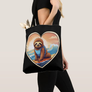 Sloth Surfing Tote Bag
