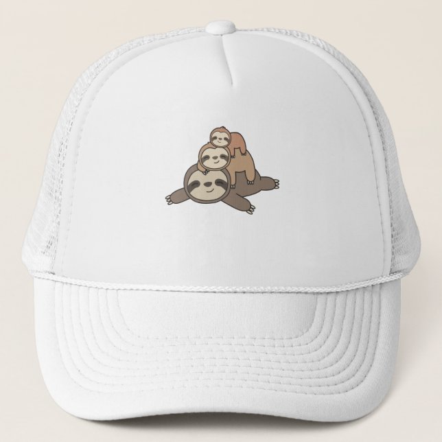 Sloth Sweet Animals For Children Sleeping Trucker Hat (Front)