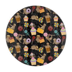 Sloth Sweet Treats Pattern Cutting Board