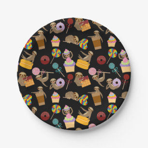 Sloth Sweet Treats Pattern Paper Plate
