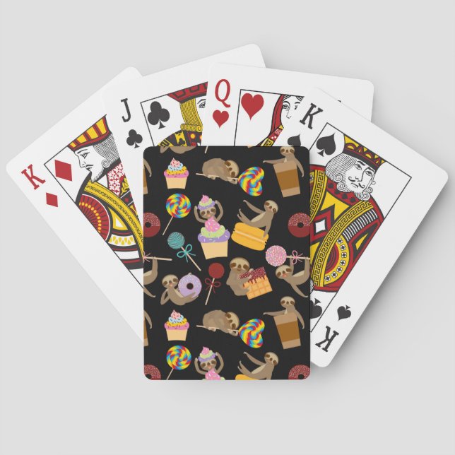 Sloth Sweet Treats Pattern Playing Cards (Back)