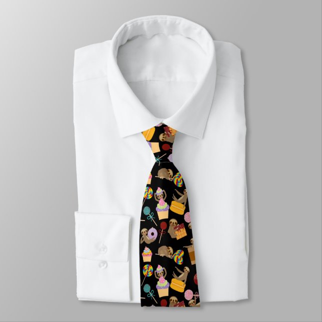 Sloth Sweet Treats Pattern Tie (Tied)