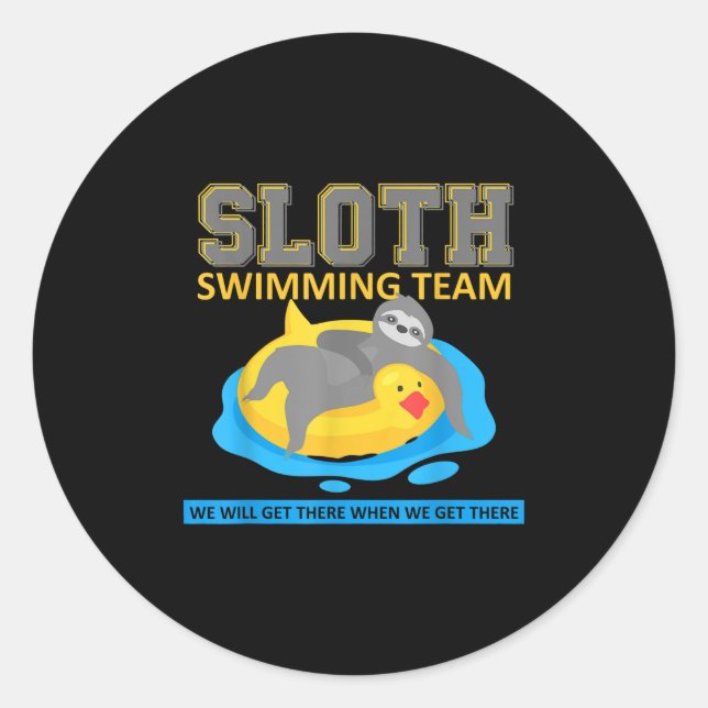 Sloth Swimming Team Swim Team Funny Gift Classic Round Sticker (Front)