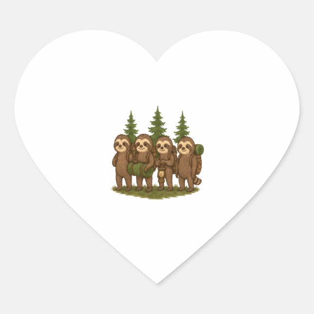 Sloth Team Sloth Hiking Camping Heart Sticker (Front)