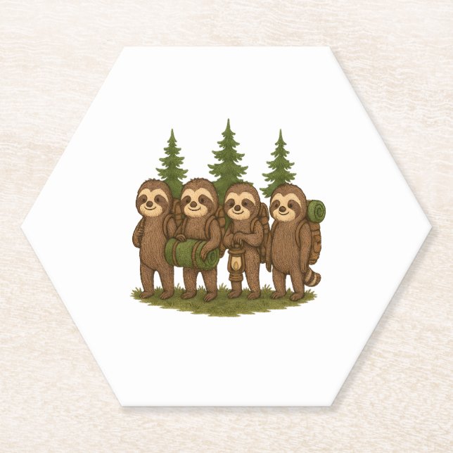 Sloth Team Sloth Hiking Camping Paper Coaster (Front)