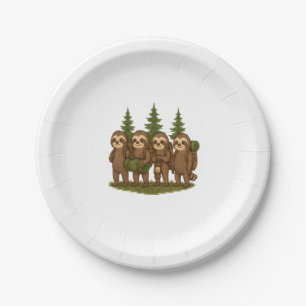 Sloth Team Sloth Hiking Camping Paper Plate