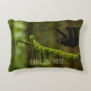 Sloth Tennis Player in the Rainforest Decorative Cushion