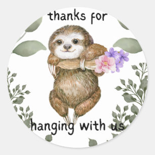 Sloth Theme Thanks for Hanging with Us Sticker