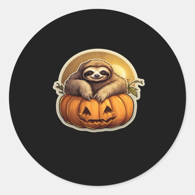 Sloth themed halloween Classic T-Shirt_1 Classic Round Sticker (Front)