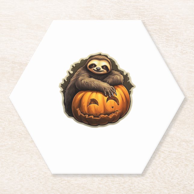 Sloth themed halloween Classic T-Shirt Paper Coaster (Front)