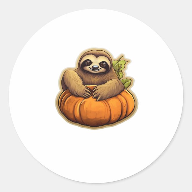 Sloth themed halloween Oversized T-Shirt_1 Classic Round Sticker (Front)