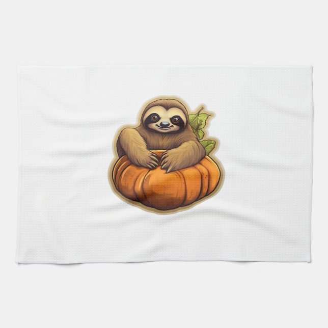 Sloth themed halloween Oversized T-Shirt_1 Tea Towel (Horizontal)