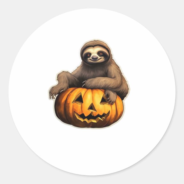 Sloth themed halloween Oversized T-Shirt Classic Round Sticker (Front)