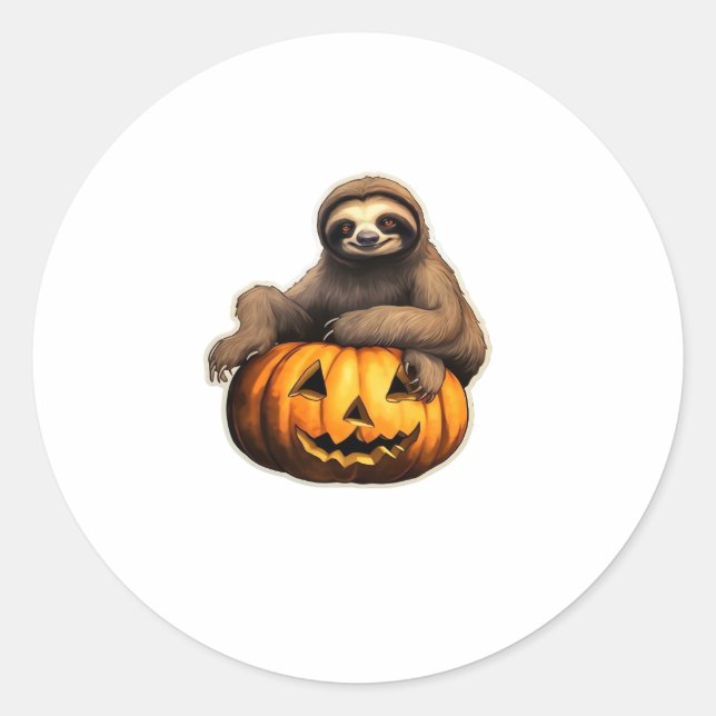 Sloth themed halloween Oversized T-Shirt Classic Round Sticker (Front)