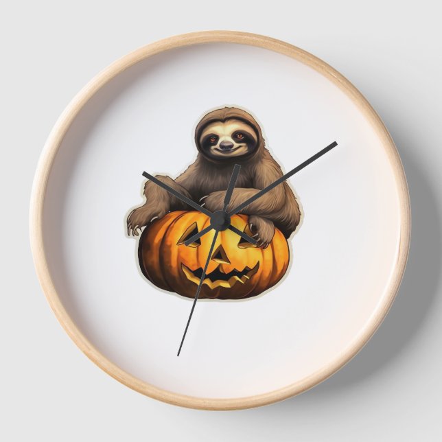 Sloth themed halloween Oversized T-Shirt Clock (Front)