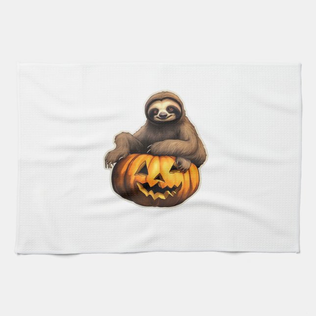 Sloth themed halloween Oversized T-Shirt Tea Towel (Horizontal)