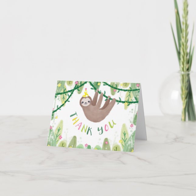 Sloth themed thank you card (Front)