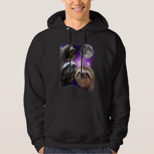 Sloth - Three Sloth Howling Moon Funny Parody Desi Hoodie