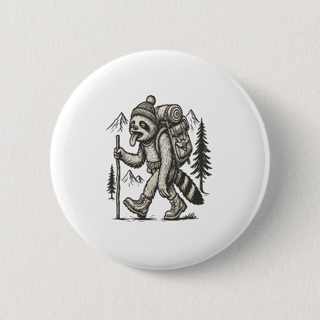 Sloth Tired Sloth Hiking 6 Cm Round Badge (Front)