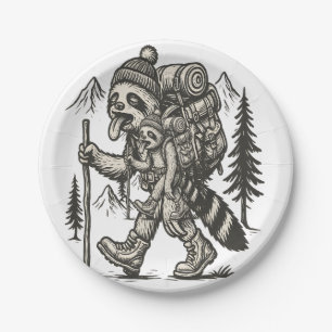 Sloth Tired Sloth Hiking Paper Plate