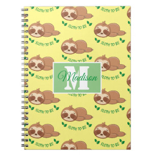 Sloth To Be   Funny Sleeping Sloth Pattern Name Notebook