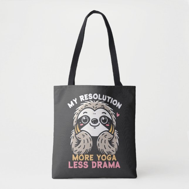 Sloth Tote Bag - More Yoga Less Drama (Front)