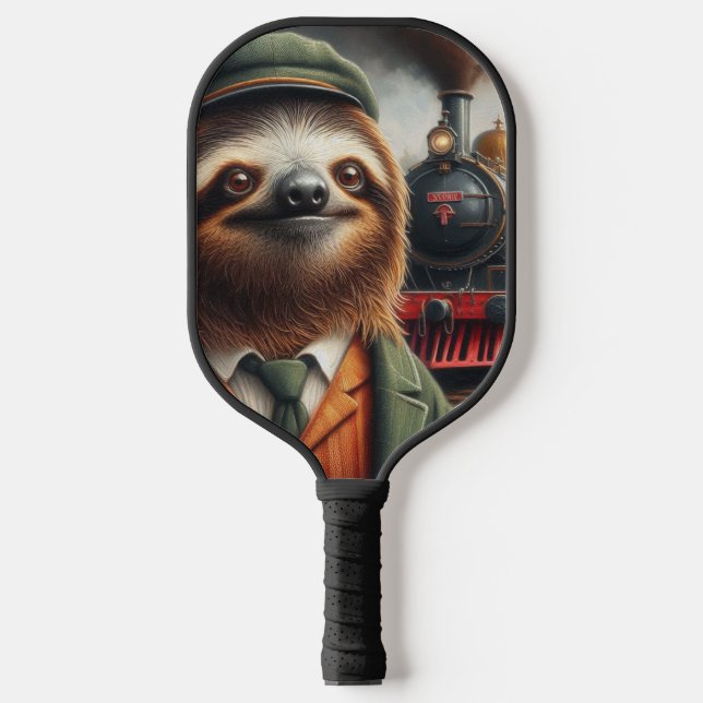 Sloth Train Engineer Pickleball Paddle (Front)