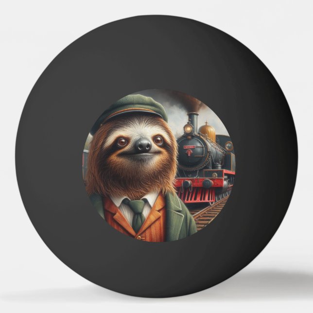 Sloth Train Engineer Ping Pong Ball (Front)