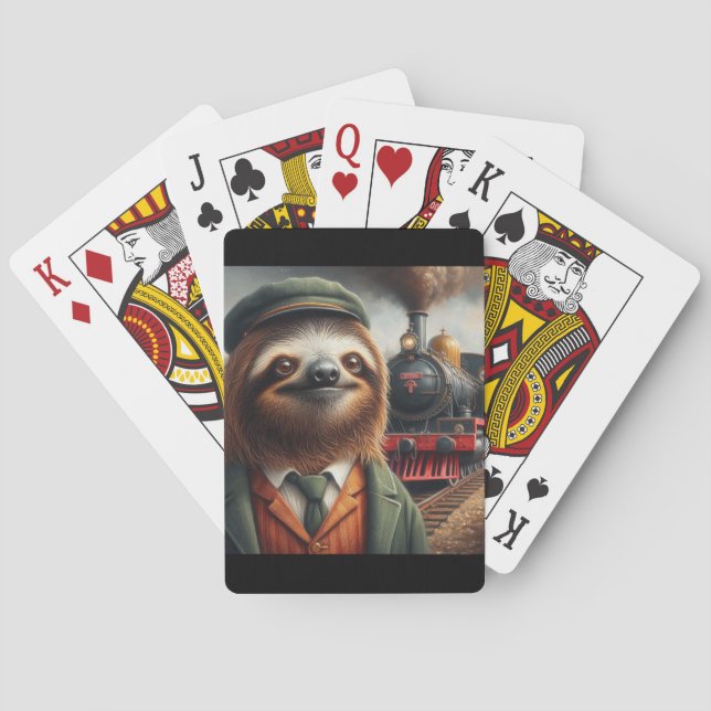Sloth Train Engineer Playing Cards (Back)
