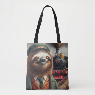 Sloth Train Engineer Tote Bag