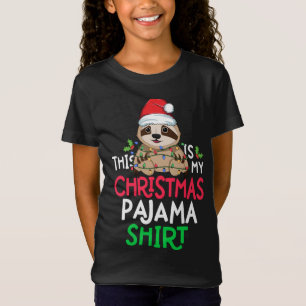 Sloth Tree Lights Funny This Is My Christmas Pajam T-Shirt