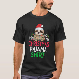 Sloth Tree Lights Funny This Is My Christmas Pajam T-Shirt