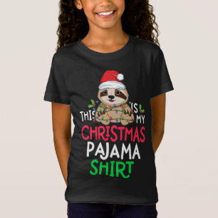 Sloth Tree Lights Funny This Is My Christmas Pajam T-Shirt