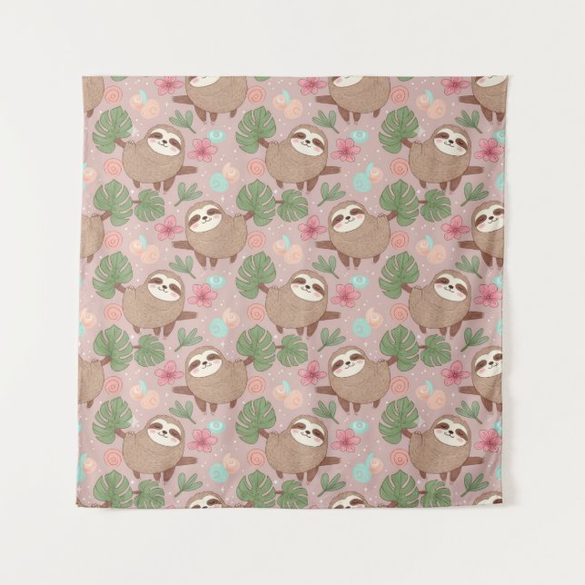 Sloth Tropical Dream Tapestry (Front)