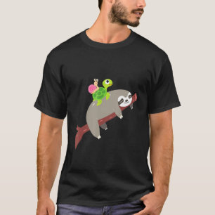 Sloth Turtle and Snail Piggyback Funny Running Wil T-Shirt