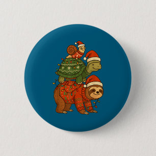 Sloth Turtle Snail Christmas Xmas 6 Cm Round Badge