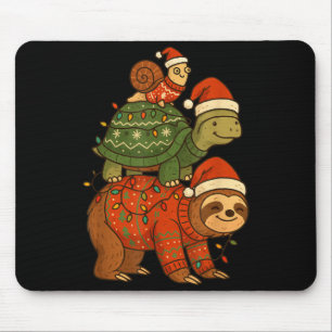 Sloth Turtle Snail Christmas Xmas Mouse Mat